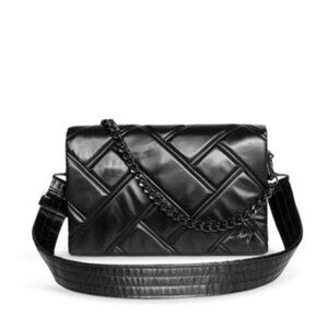 Lug Huddle Shoulder Bag - Metallic Black, Waterproof, Unisex, Ideal for Travel &